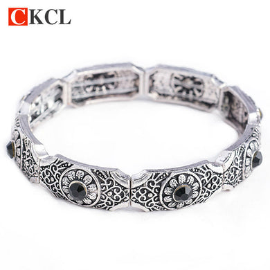 Aliespress Hot Women Vintage Stretch Bracelets & Bangles Bohemian Antique Silver Bijoux Femme Adjustable Retro Bracelet